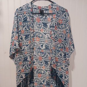 Disneys Moana Medium Open Front Sheer Kimono Lightweight Fringe